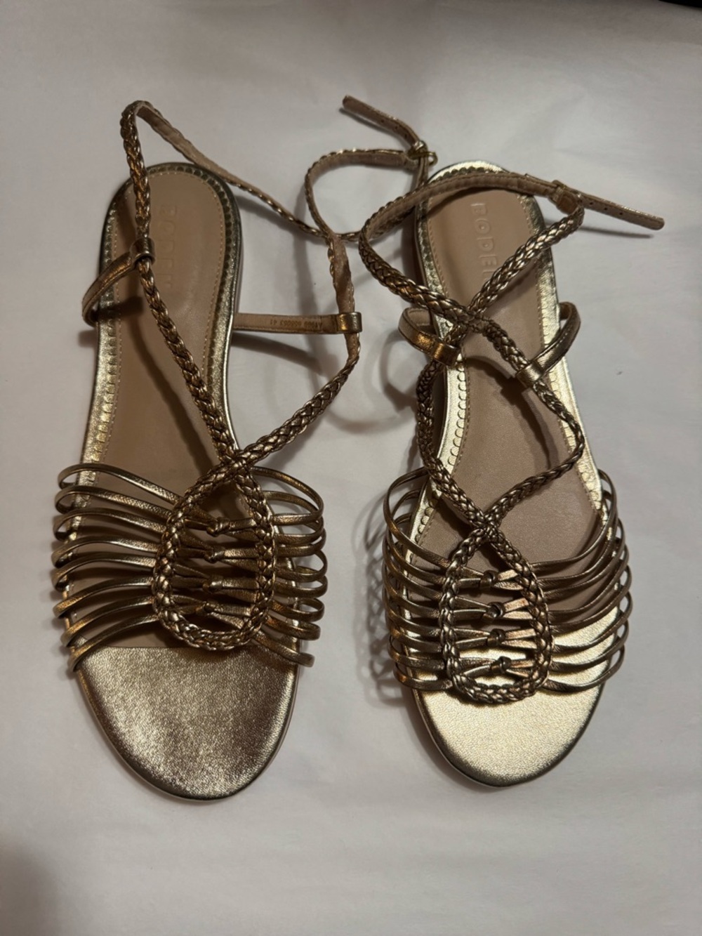 VGUC Boden Metallic Rose Gold Braided Strappy Sandals Size 41 - Picture 2 of 6